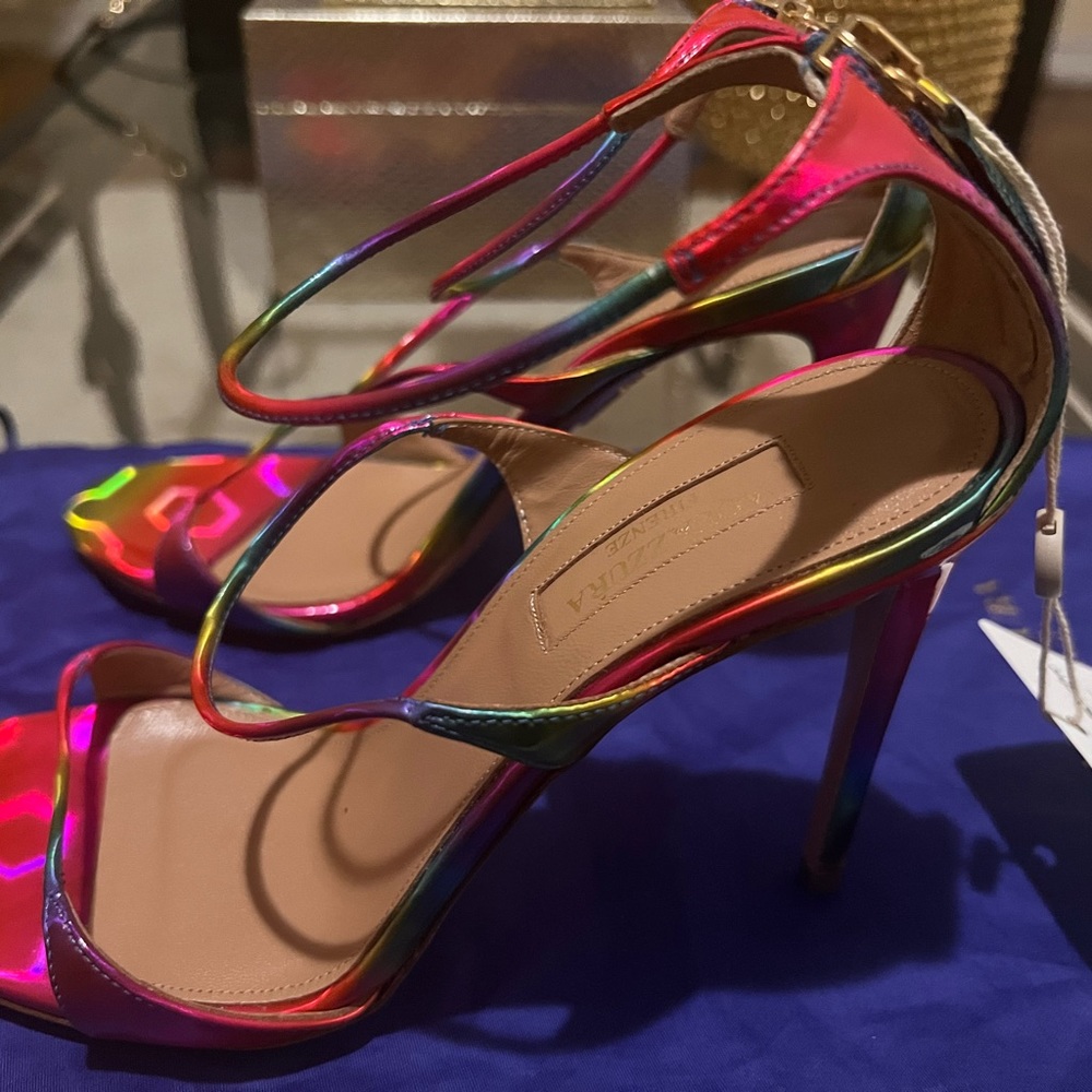 Aquazzura, multicolor leather sandals 37.5 IT - Picture 6 of 8